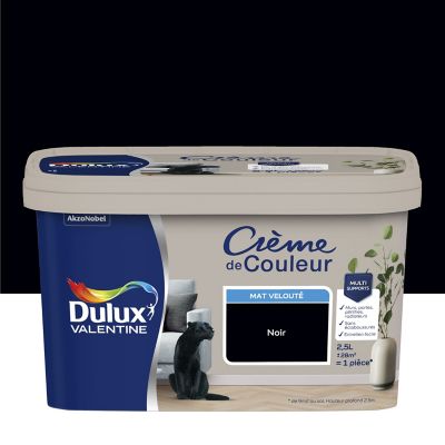Peinture Crème De Couleur Dulux Valentine mat noir 2,5L