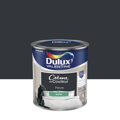 Peinture Crème de Couleur Dulux Valentine satin poivre 0,5L