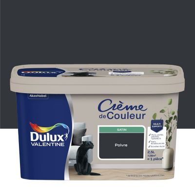 Peinture Crème De Couleur Dulux Valentine satin poivre 2,5L