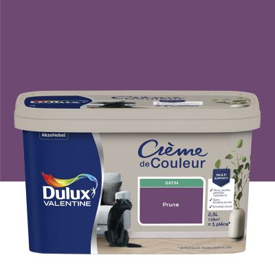 Peinture Crème De Couleur Dulux Valentine satin prune 2,5L