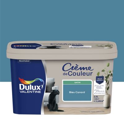 Peinture intérieure couleur Crème De Couleur Dulux Valentine satin bleu canard 2.5L