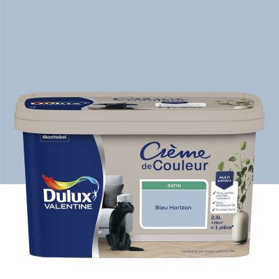 Peinture Crème De Couleur Dulux Valentine satin bleu horizon 2,5L