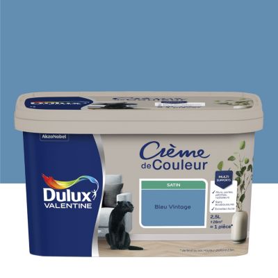 Peinture intérieure couleur Crème De Couleur Dulux Valentine satin bleu vintage 2.5L