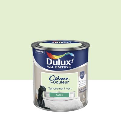 Peinture Crème de Couleur Dulux Valentine satin tendrement vert 0,5L