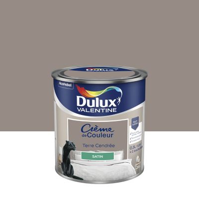 Peinture Crème de Couleur Dulux Valentine satin terre cendrée 0,5L
