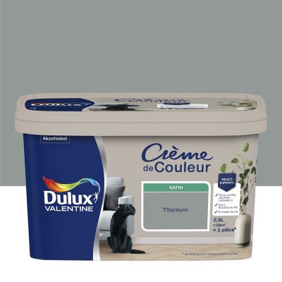 Peinture Crème De Couleur Dulux Valentine satin titanium 2,5L