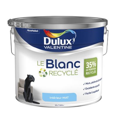 Peinture murs et plafonds Le Blanc recyclé Dulux Valentine mat blanc 10L