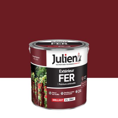 Peinture fer extérieur antirouille rouge basque brillant Julien 2 L