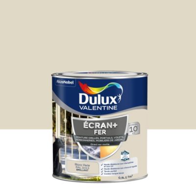 Peinture extérieure Ecran+ fer Dulux Valentine brillant blanc perle 500ml