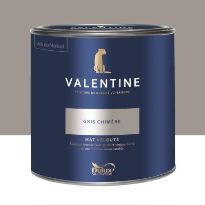 Peinture intérieure couleur mur et plafond Valentine mat velouté gris chimère 2L