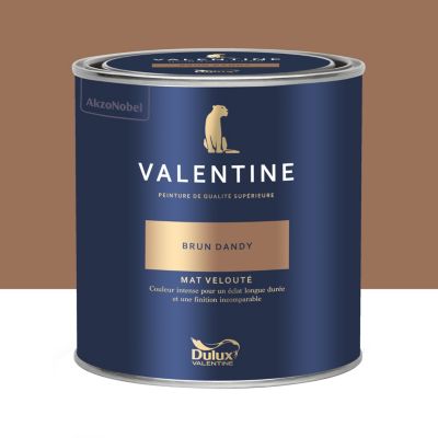 Peinture intérieure couleur mur et plafond Valentine mat velouté marron brun dandy 0,5L
