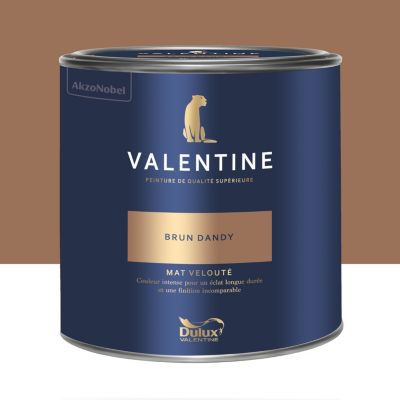 Peinture intérieure couleur mur et plafond Valentine mat velouté marron brun dandy 2L