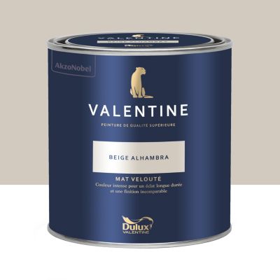 Peinture intérieure couleur mur et plafond Valentine mat velouté beige alhambra 0,5L