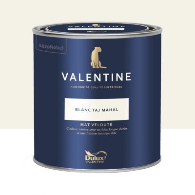 Peinture intérieure couleur mur et plafond Valentine mat velouté blanc taj mahal 0,5L