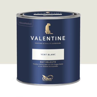 Peinture intérieure couleur mur et plafond Valentine mat velouté vent blanc 0,5L