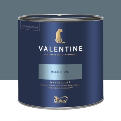Peinture intérieure couleur mur et plafond Valentine mat velouté bleu divin 2L