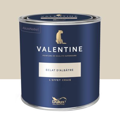 Peinture intérieure couleur mur Valentine effet craie blanc éclat d'albâtre 1L
