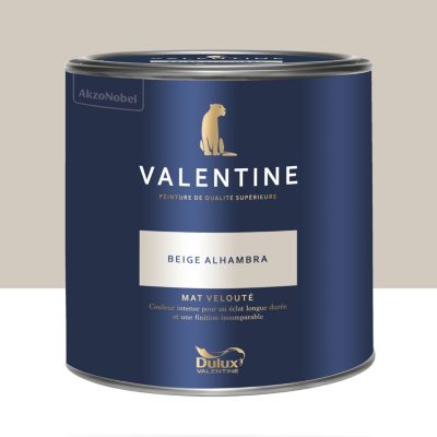 Peinture intérieure couleur mur et plafond Valentine mat velouté beige beige alhambra 2L