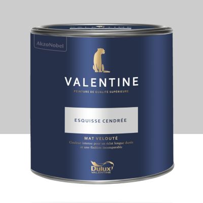 Peinture intérieure couleur mur et plafond Valentine mat velouté gris esquisse cendrée 2L