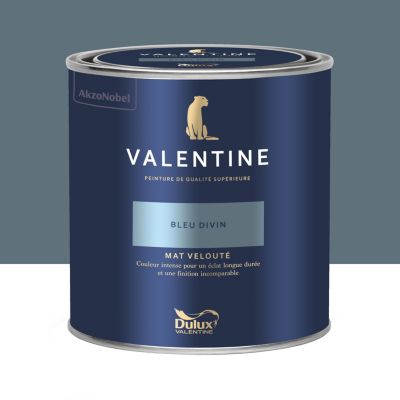 Peinture intérieure couleur mur et plafond Valentine mat velouté bleu divin 0,5L