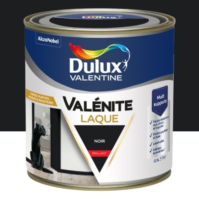 Laque Valénite Dulux Valentine Acrylique brillant noir 500ml