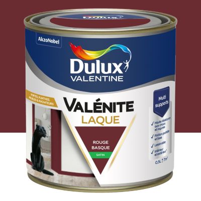 Laque Valénite Dulux Valentine Acrylique satin rouge basque 500ml