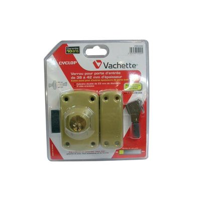 Verrou à double cylindre Cyclop VACHETTE 45 mm Goupille Anti crochetage 3 clés incluses - vue 2