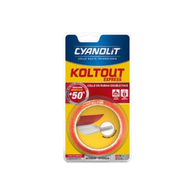Ruban adhésif double face Cyanolit Koltout Express 2,5 m x 19 mm