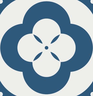 6 carreaux adhésifs motif fleur bleue blanche L.15 x H.15 x l.0,4cm