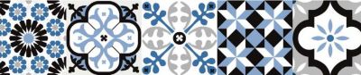 6 bandes adhésives motif Azulejos L.4,8 x H.195 x l.0,4cm - bleu et noir