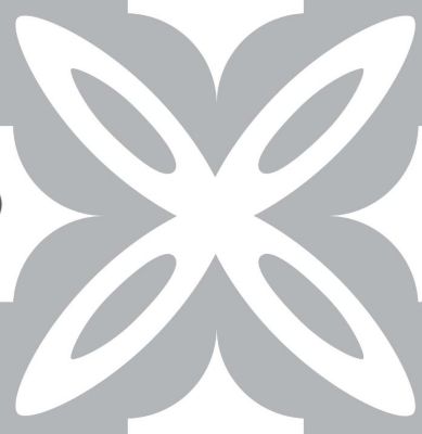 8 carreaux adhésifs motif fleur gris blanc L.10 x H.10 x l.0,4cm