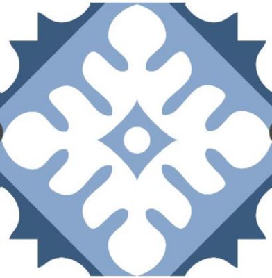 8 carreaux adhésifs motif losange feuille bleue L.10 x H.10 x l.0,4cm