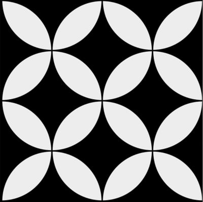 Lot de 6 carreaux adhesifs Draeger la carterie fleur graphique noir et blanc L.15 x l.15 cm