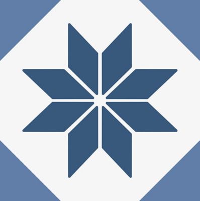 Lot de 6 carreaux adhesifs Draeger la carterie trèfle graphique bleu L.15 x l.15 cm