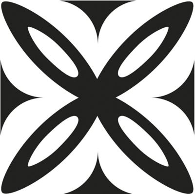 Lot de 6 carreaux adhesifs Draeger la carterie pétale noir et blanc L.15 x l.15 cm