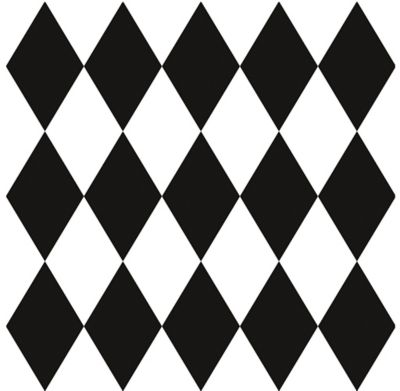Lot de 6 carreaux adhesifs Draeger la carterie losanges verticaux noir et blanc L.15 x l.15 cm
