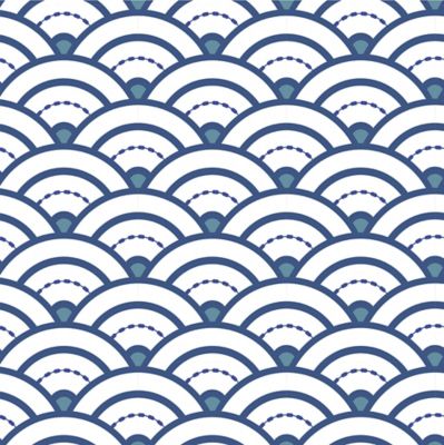 Lot de 6 carreaux adhesifs Draeger la carterie vagues bleu et blanc L.15 x l.15 cm