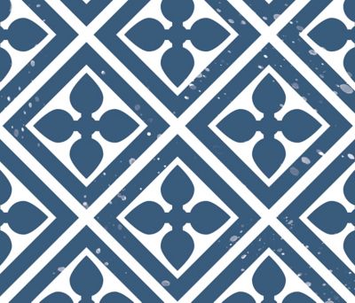 Lot de 6 carreaux adhesifs Draeger la carterie fleur losange bleu L.15 x l.15 cm