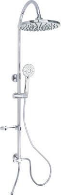 Colonne de douche sans robinetterie avec pommeau + douchette 2 jets + flexible + barre réglable  chrome  Edouard Rousseau Spatial