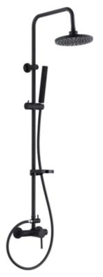 Colonne de douche mécanique avec pommeau + douchette 1 jet + flexible + barre réglable  noir  Edouard Rousseau Siroco