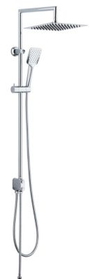 Colonne de douche sans robinetterie avec pommeau + douchette 1 jet + flexible + barre réglable  chrome  Edouard Rousseau Koniki