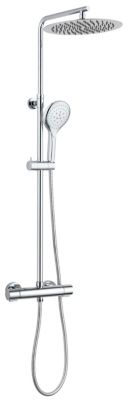 Colonne de douche thermostatique avec pommeau + douchette 3 jets + flexible + barre réglable  chrome  Edouard Rousseau Akame