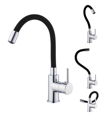 Mitigeur de lavabo mécanique noir et chrome  Edouard Rousseau Ilo Mémoire de forme