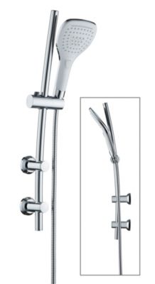 Kit de douche sans robinetterie avec douchette 3 jets + flexible + barre réglable  chrome  Edouard Rousseau Milk