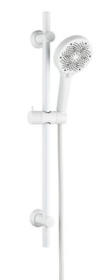 Kit de douche sans robinetterie avec douchette  flexible et barre réglable  blanc  Edouard Rousseau Bolton
