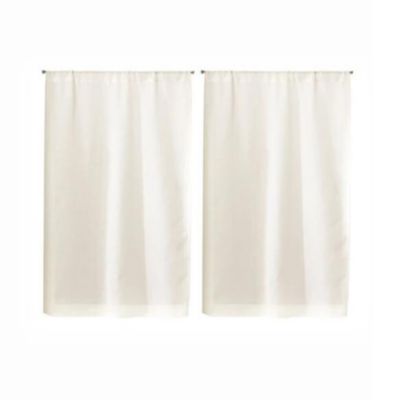 Paire de Petits rideaux  Unis en Etamine (55x90 cm - Blanc)