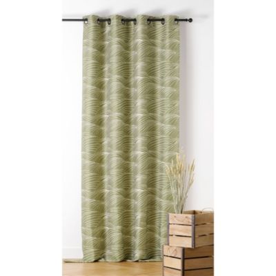 Rideau tamisant à oeillets Chablis feuillage vert l.140 x H.250cm