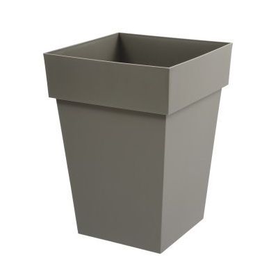 Pot carré polypropylène Eda Toscane taupe 39 x 39 x h.53 cm