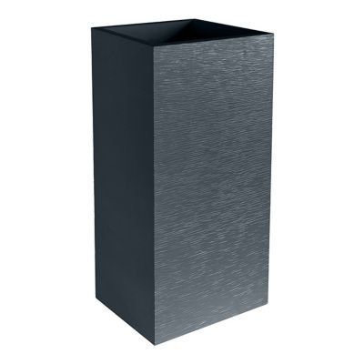 Pot haut carré polypropylène Eda Graphit anthracite 39 x 39 x h.80 cm