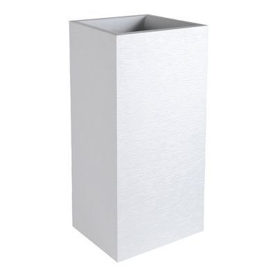 Pot carré polypropylène Eda Graphit blanc cérusé 39 x 39 x h.80 cm